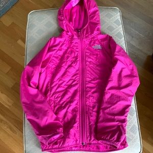 North Face coat, fuzzy inside, attached hood, girls size 10-12.